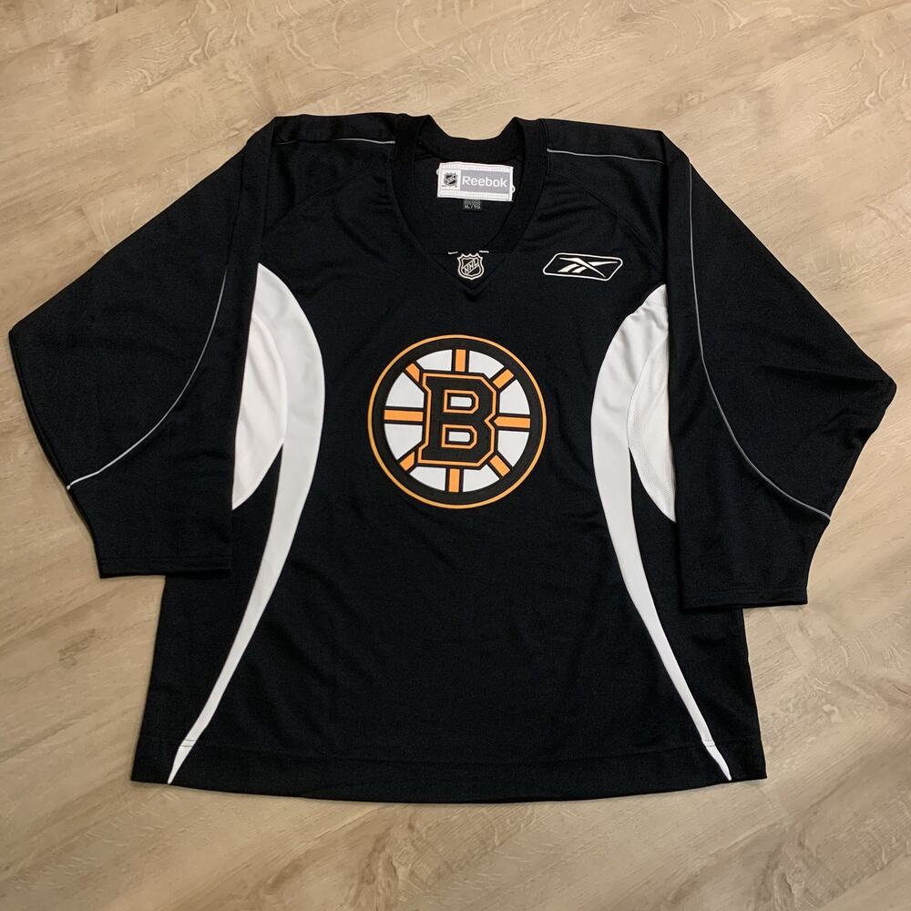 NHL Reebok Boston Bruins Black White Hockey Jersey Men's XL Practice Blank Back